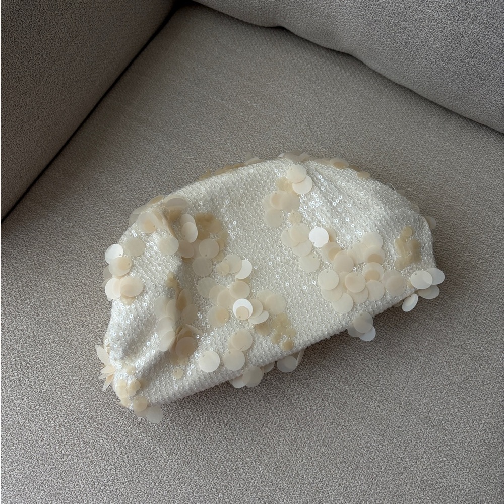 SHEIN White and Cream Sequin Clutch. New